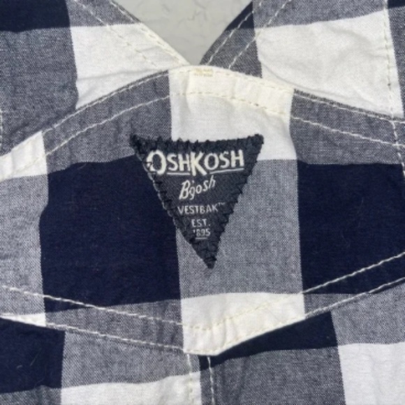 Kid's Oshkosh B'Gosh Navy Blue & White Plaid Overalls - Picture 7 of 8